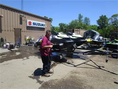 Getting the Sea-Doo's ready for the lake.
